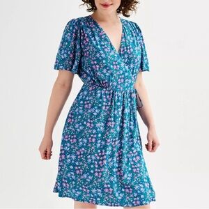 Draper James Blue and Pink Floral Midi Dress